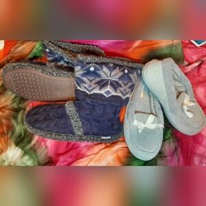 Muk Luks Knit Slipper Boots & Dearfoams Slippers Size 9-10.5